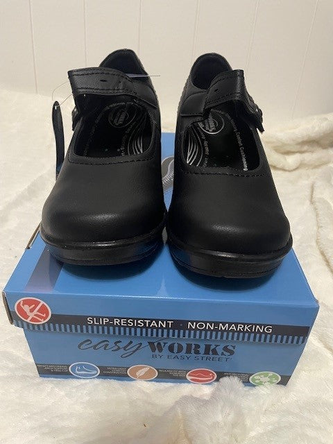 Multiple Sizes - Easy Works Black - Slip Resistant - Letssee MaryJane - NEW IN BOX
