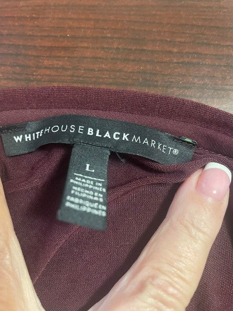 Size Large White House Black Market Burgundy V-Neck Tunic Top