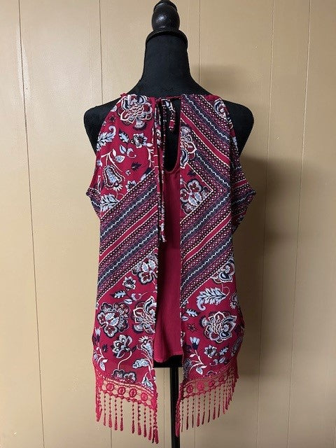Size M – Soho New York & Company Floral Fringe Top