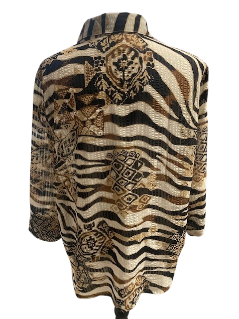 Size 14 – Alfred Dunner Sheer Printed Button Front Top