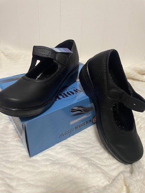 Multiple Sizes - Easy Works Black - Slip Resistant - Letssee MaryJane - NEW IN BOX