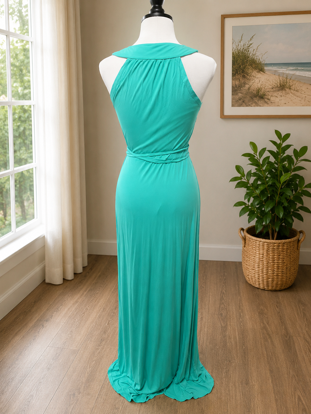 Size S – Unbranded Aqua Sleeveless Maxi Dress