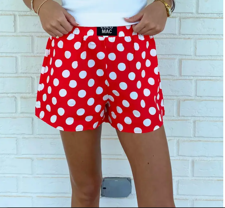 Size Small Lulu Mac Red & White Polka Dot Boxer Shorts