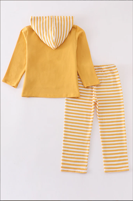 Size 5 - Mustard happy new year embroidery boy hoodie set