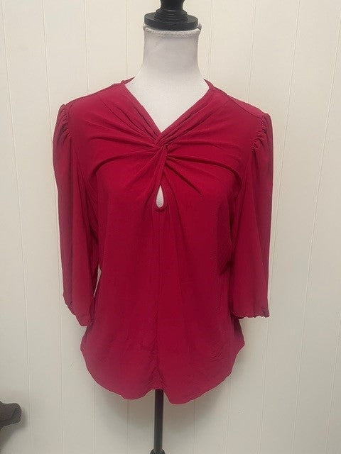Size Large CeCe Magenta Twist Front Keyhole Blouse