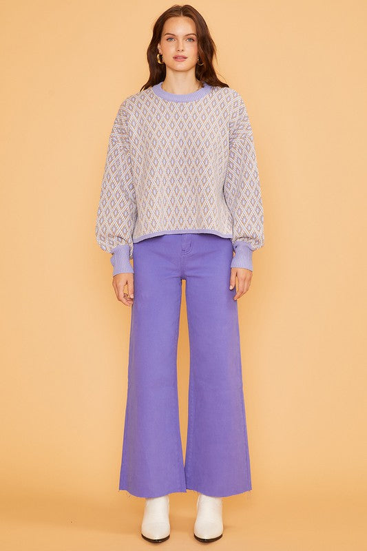 Size XL - Mardi Gras Stretch Wide Leg Denim Jean - Very Peri color