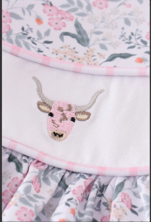 Size 2 - Floral Print Cow Embroidery Set