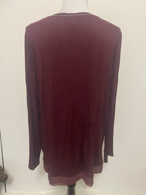 Size Large White House Black Market Burgundy V-Neck Tunic Top
