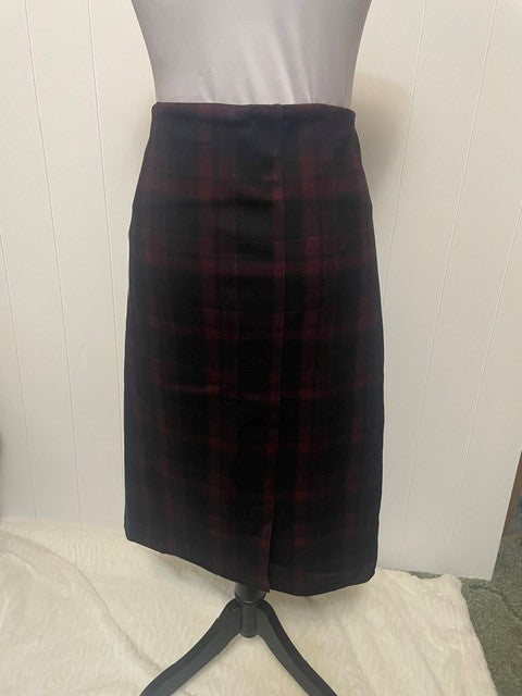 Size 14 Liverpool Los Angeles Red & Black Plaid Pencil Skirt