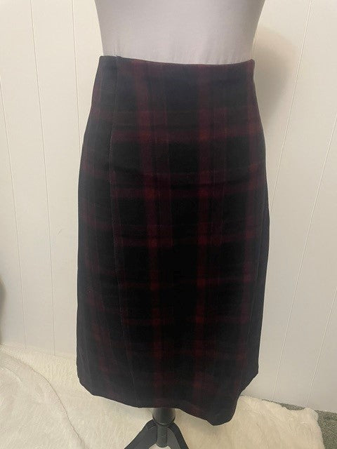 Size 14 Liverpool Los Angeles Red & Black Plaid Pencil Skirt