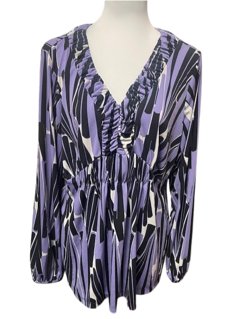 Size 1X - Worthington purple and black top