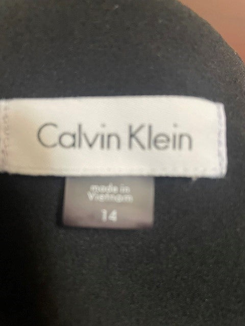 Size 14 Calvin Klein Black Bell Sleeve Sheath Dress