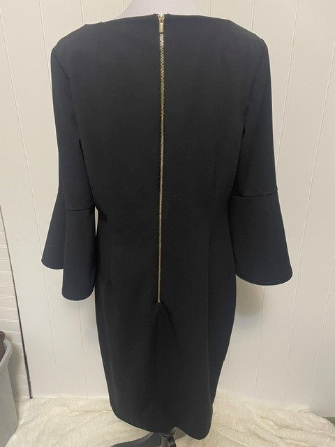 Size 14 Calvin Klein Black Bell Sleeve Sheath Dress