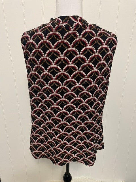 Size Large Kasper Sleeveless Cowl Neck Geometric Print Top