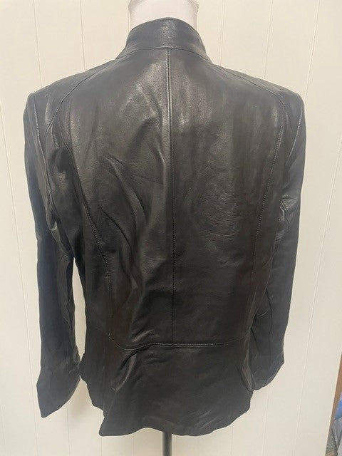 Size Large White House Black Market Black Leather Studded Jacket