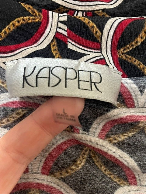 Size Large Kasper Sleeveless Cowl Neck Geometric Print Top