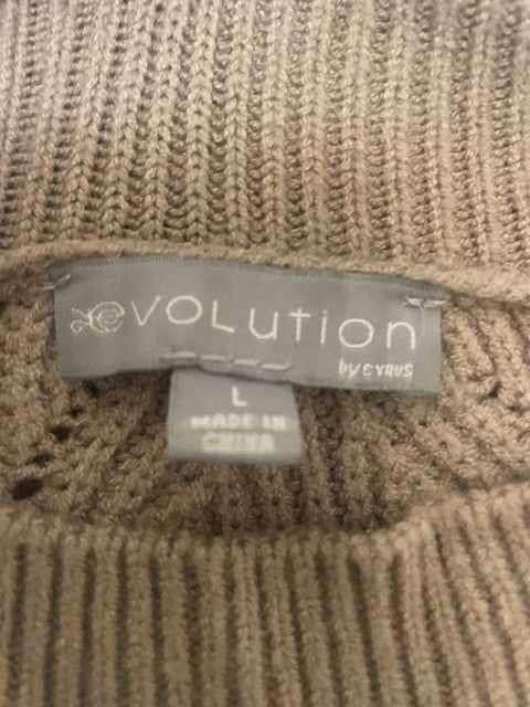 Size Large Evolution Taupe Cable Knit Mock Neck Sweater