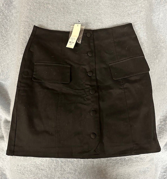 Size M – Alya Black Button Front Skirt | NWT