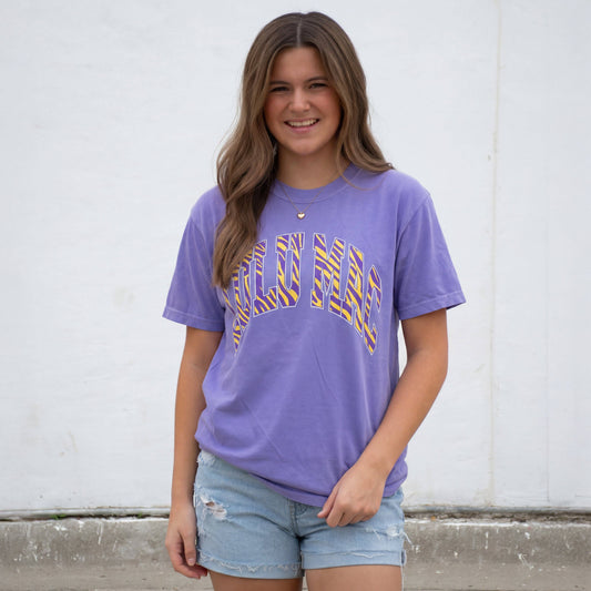 Size Small - Tiger Stripe Adult Violet Comfort Colors Tee