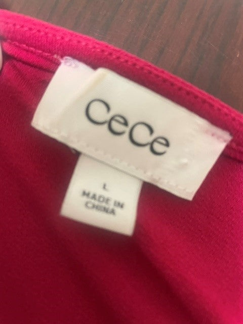 Size Large CeCe Magenta Twist Front Keyhole Blouse