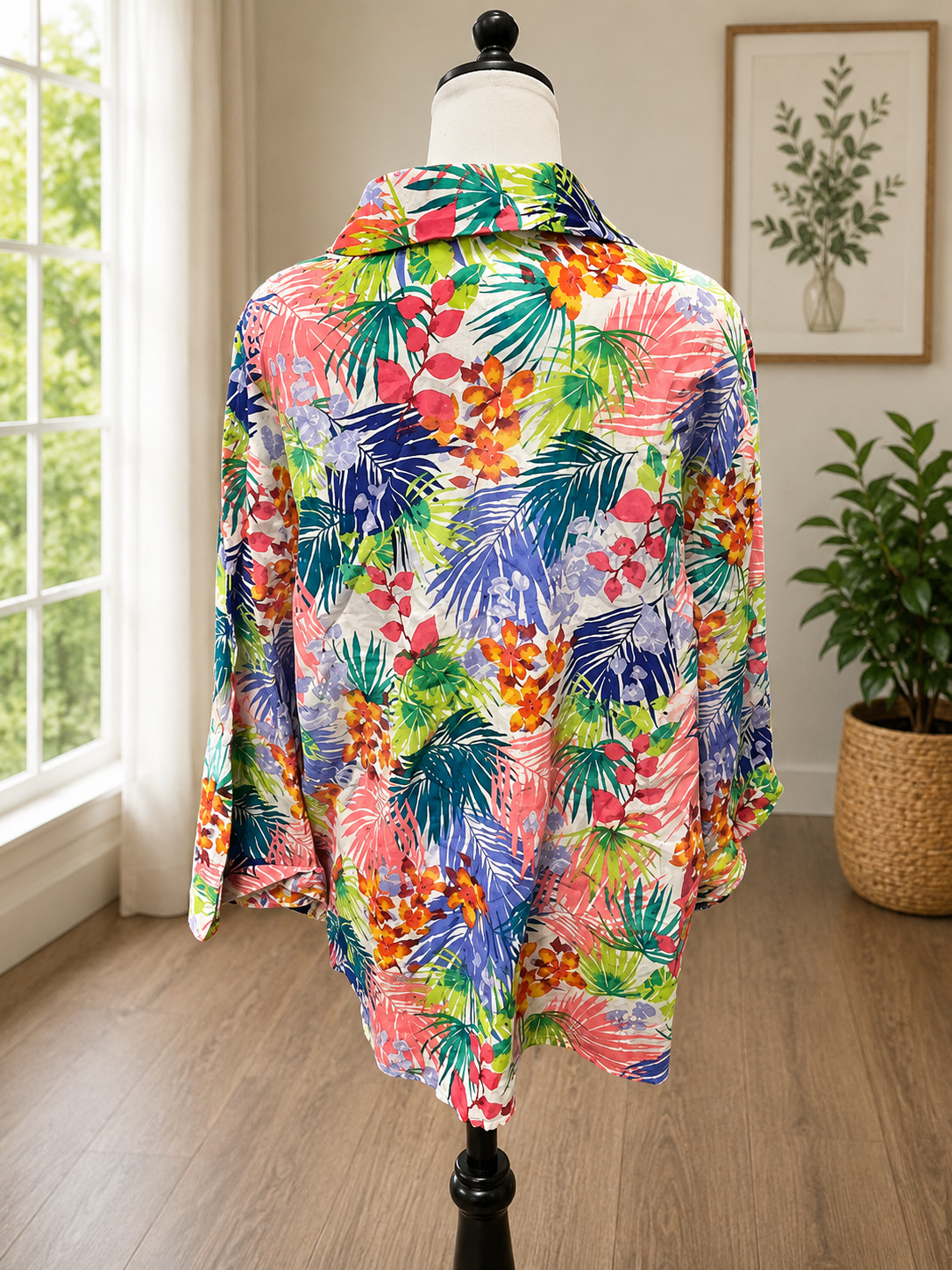 Size 20W – Alfred Dunner Woman Tropical Floral Button Front Blouse