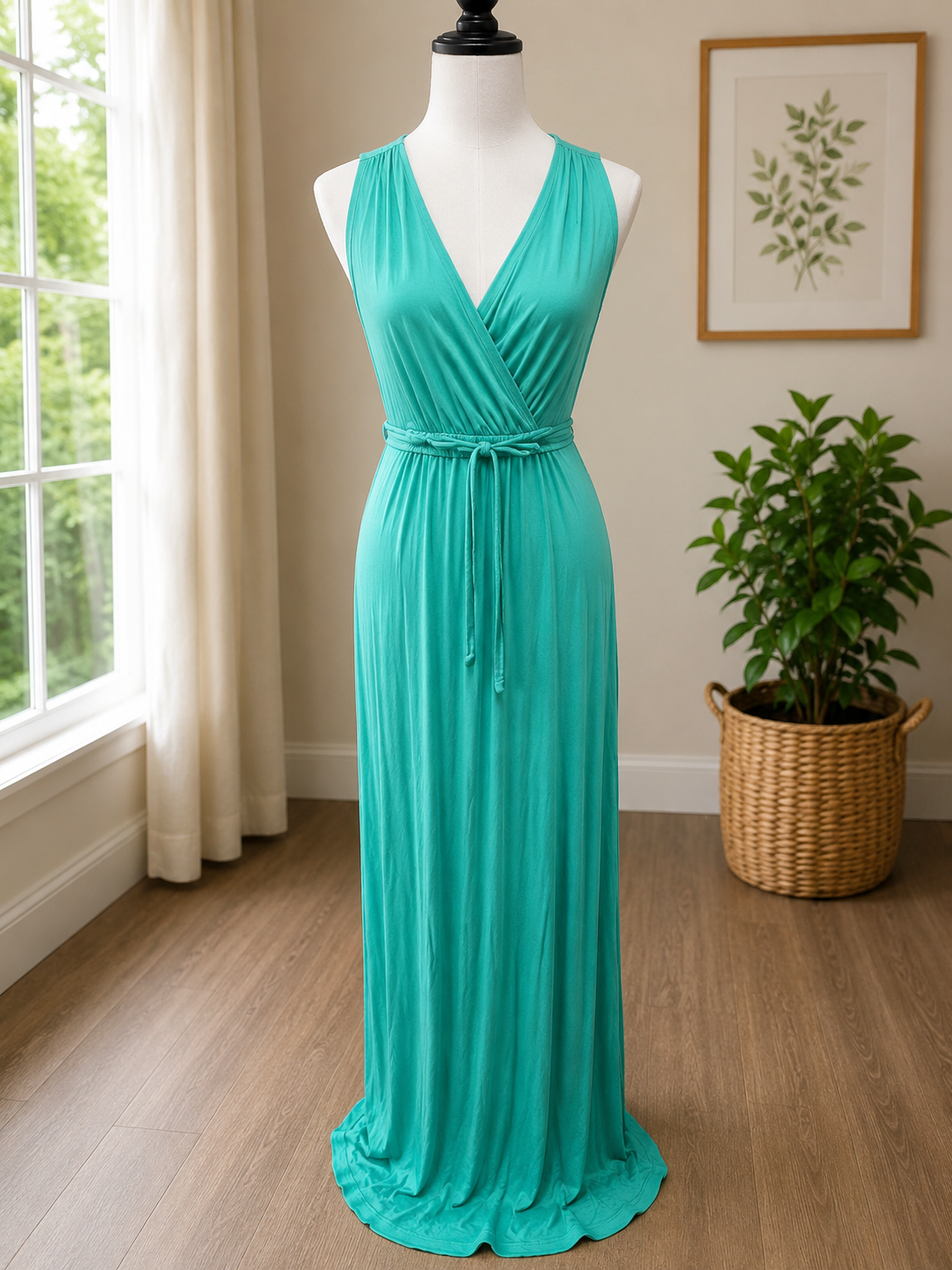 Size S – Unbranded Aqua Sleeveless Maxi Dress