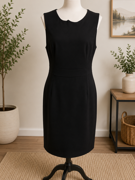 Size 14 - Kasper Black Sleeveless Sheath Dress Lined Career Office
