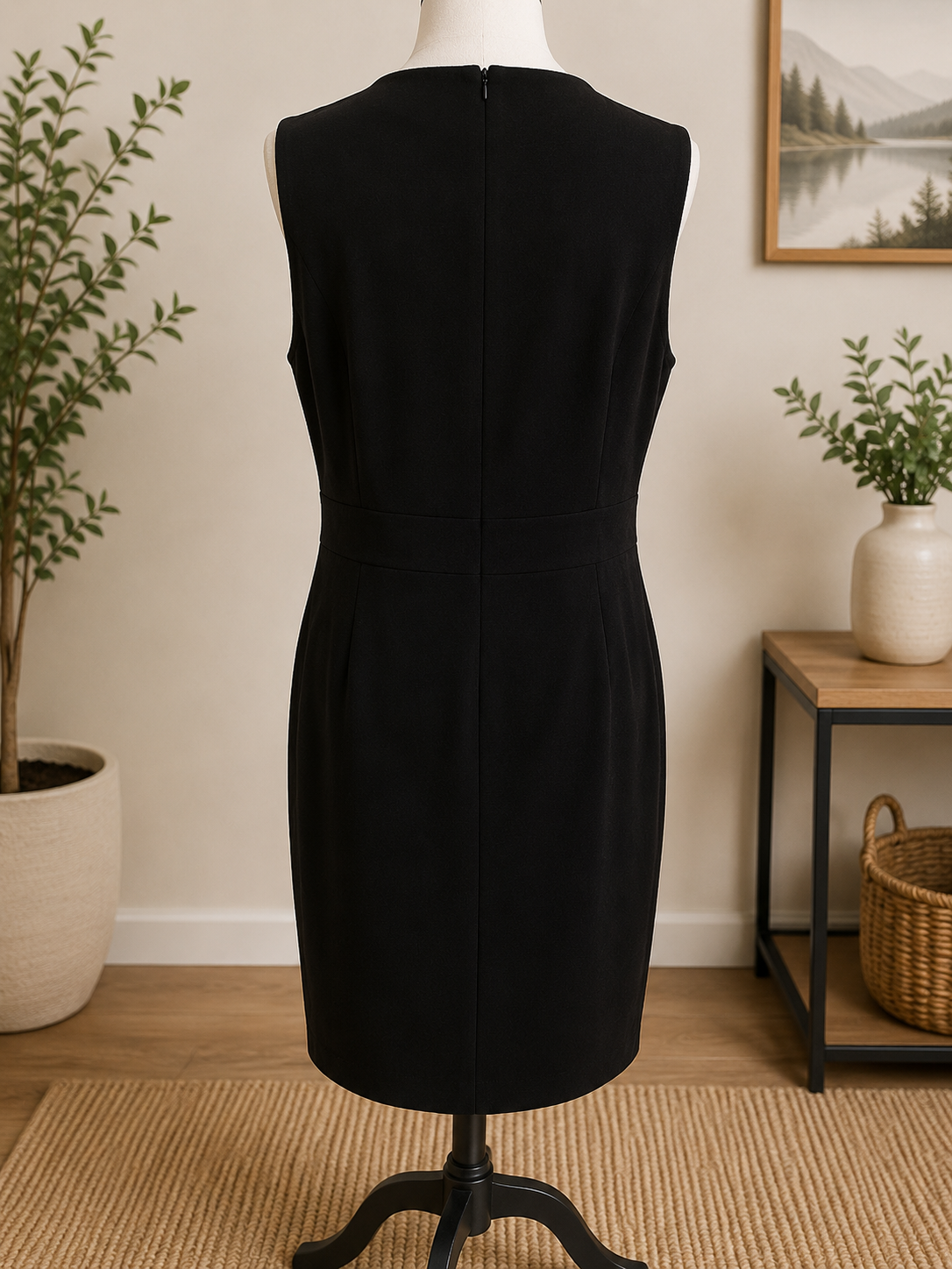 Size 14 - Kasper Black Sleeveless Sheath Dress Lined Career Office