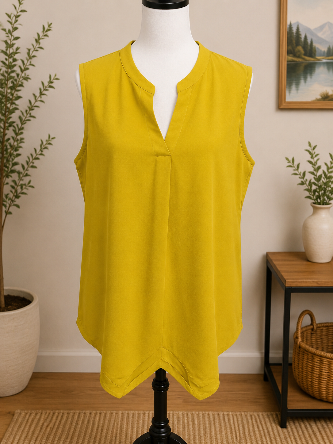 Size Large Timeson Mustard Yellow Sleeveless Blouse Shell Top